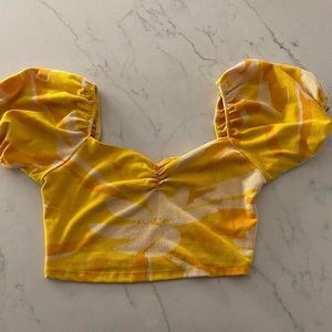 Zara floral balloon sleeve crop